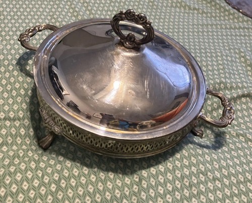 Vintage silver plate round - vintage,