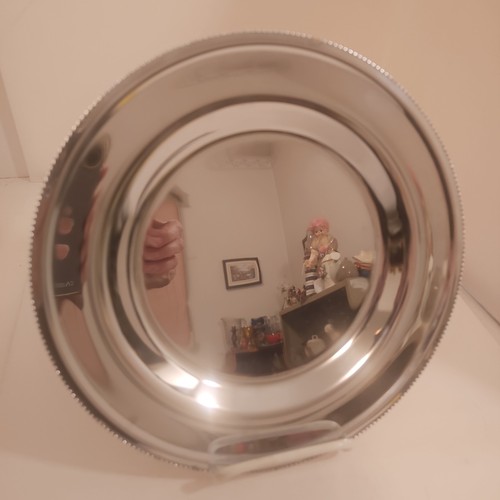 Silver round serving tray - silver,